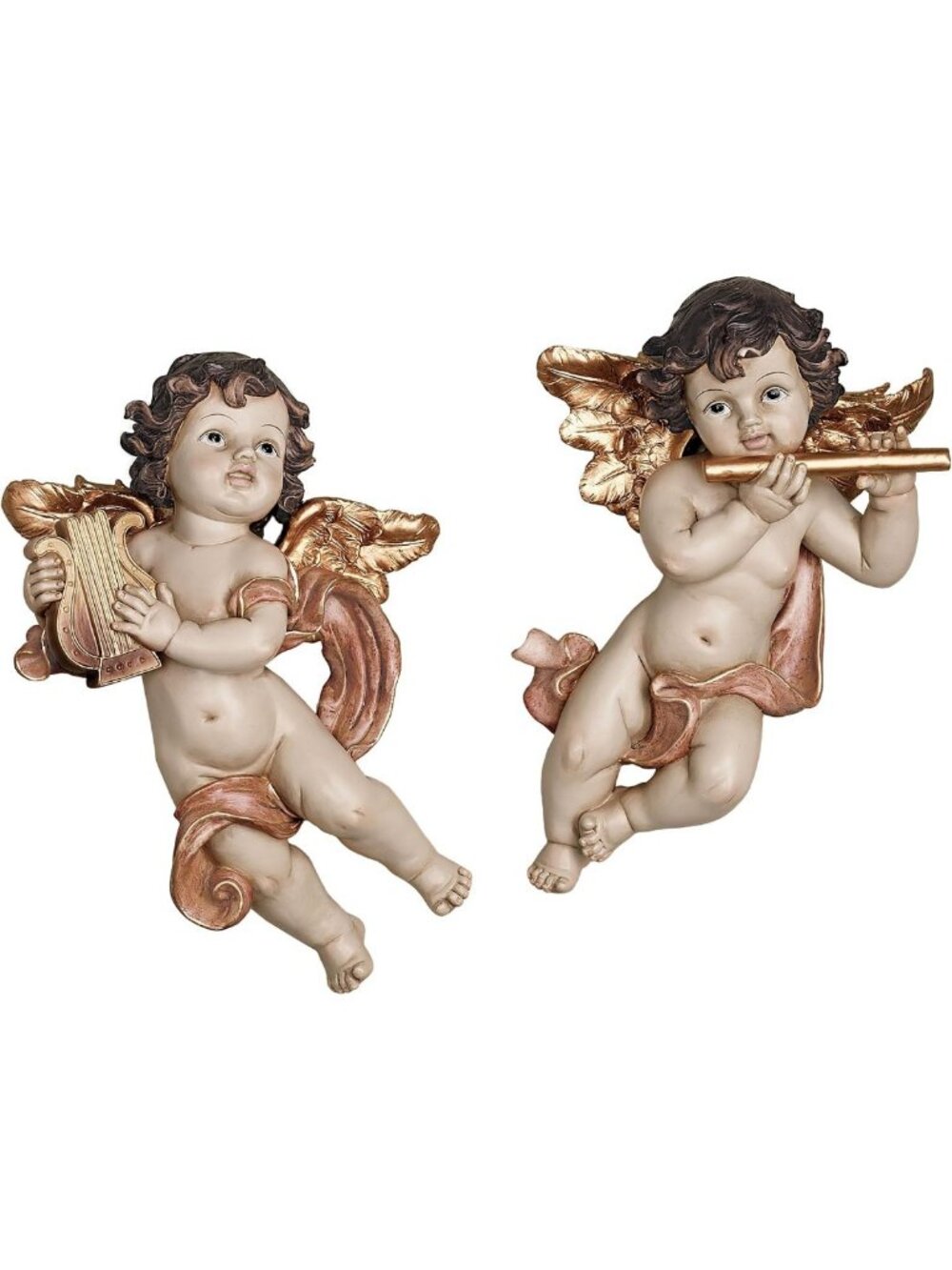 Elegant Gold Cherub Wall Plaques - Set of 2 Decorative Art for Home Decor